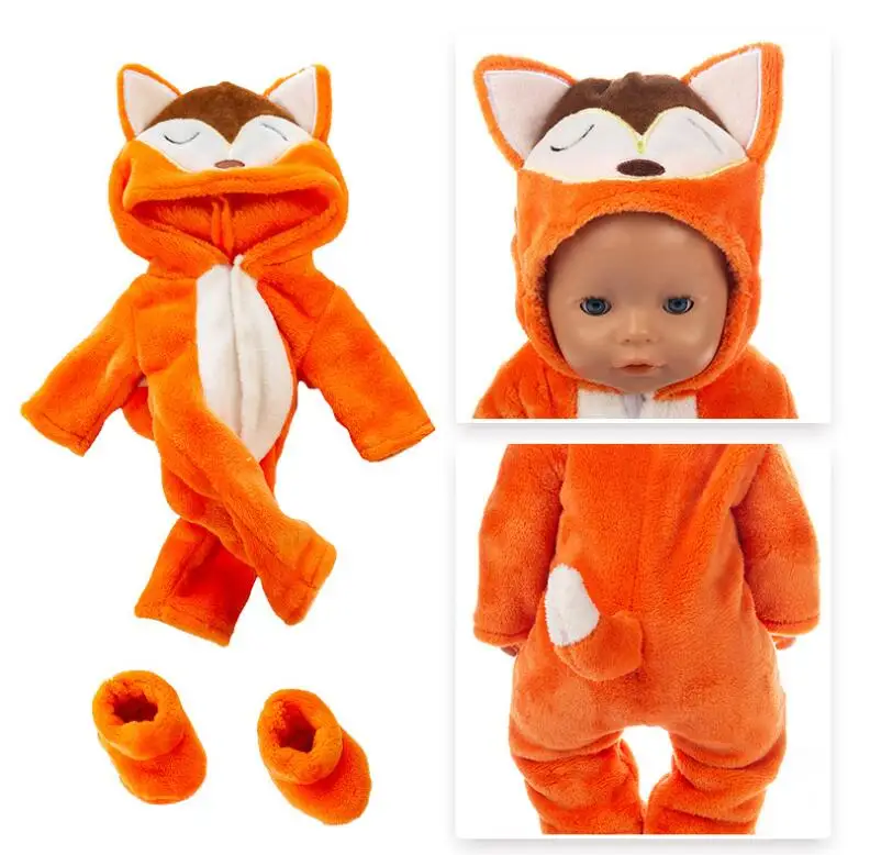 2023 New Animal Jumpsuits+Shoes Fit For 43cm Born Baby Doll 17inch Doll Clothes Baby Birthday Festival Gift