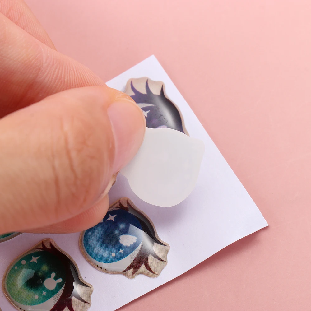 10Pairs Cartoon Doll Eyes Stickers Cute Flower Strar Bunny Clay Decals Anime Figurine Doll Face Organ Paster Toys Doll Accessory
