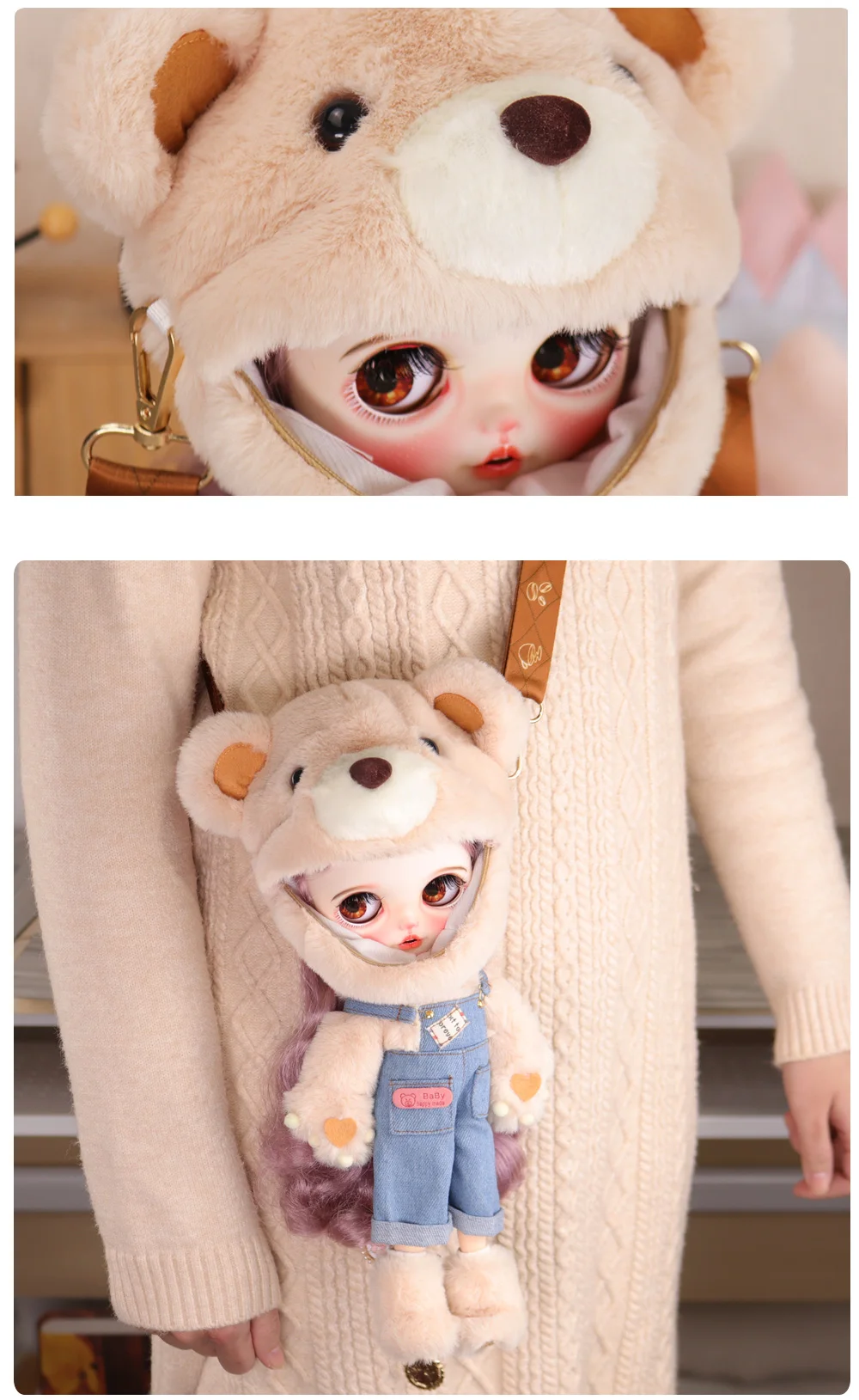 Traveling Bag Bear Clothes for ICY DBS BLYTHE 30cm Dolls Outgoing Packets 1/6 BJD OB24 ANIME GIRL Pullip BB Girl