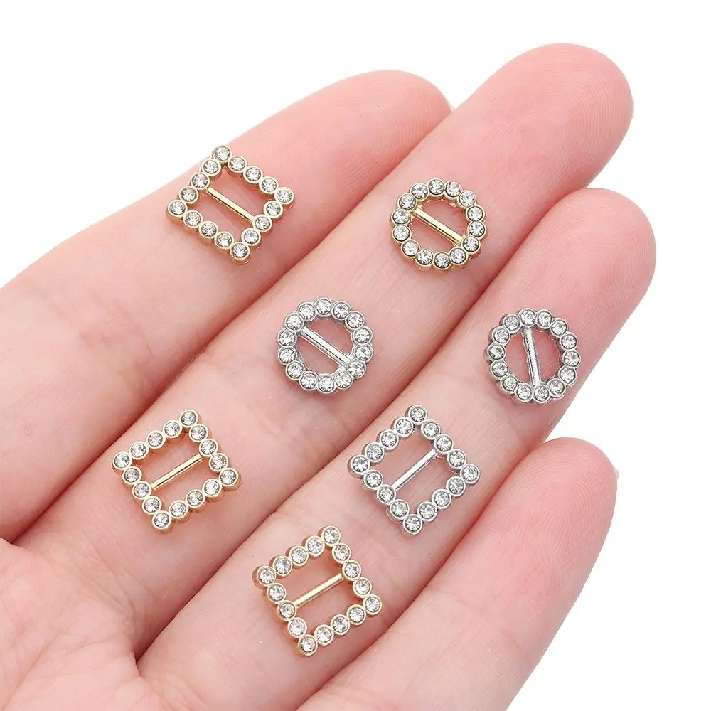 4 colors Stuffed Toys Diy Dolls Buckles Tri-glide Diamond Buckle Doll Bags Accessories Round/Square Belt Buttons
