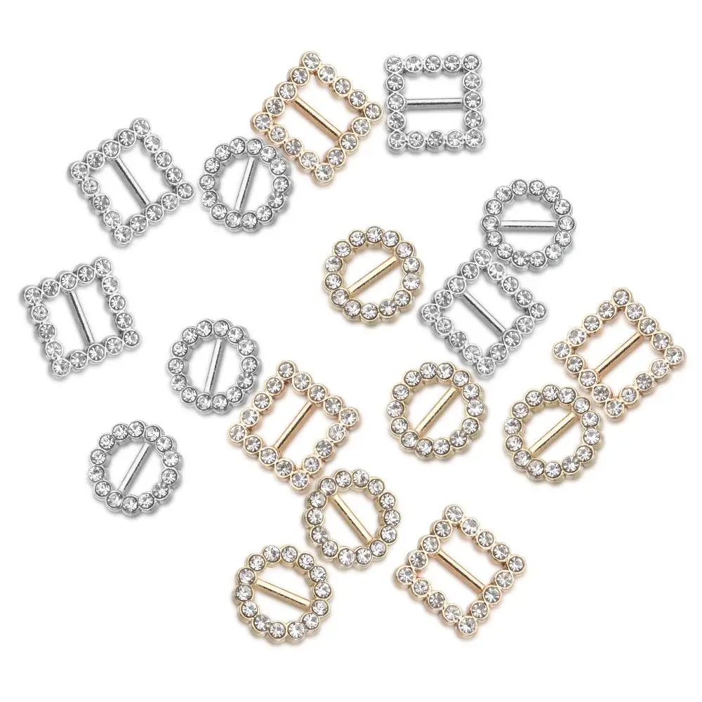 4 colors Stuffed Toys Diy Dolls Buckles Tri-glide Diamond Buckle Doll Bags Accessories Round/Square Belt Buttons