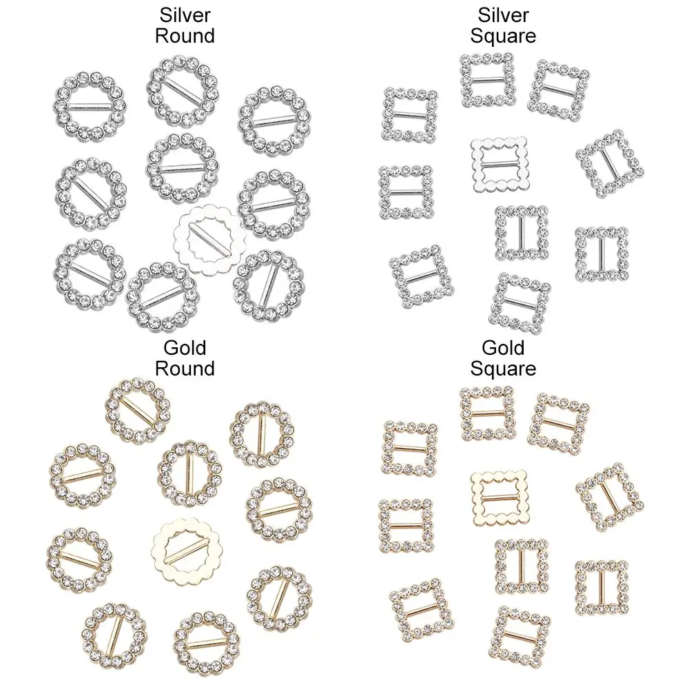 4 colors Stuffed Toys Diy Dolls Buckles Tri-glide Diamond Buckle Doll Bags Accessories Round/Square Belt Buttons