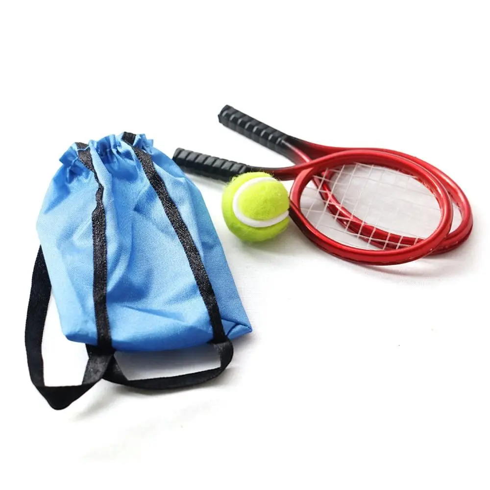 Photo Props Scene Model Doll Tennis Racket kits Sport Equipment Set Dollhouse Accessories Miniature Racquet Ball Bag