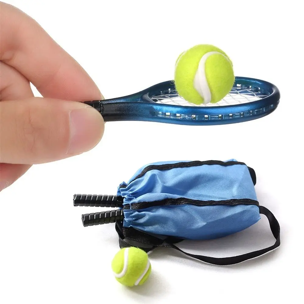 Photo Props Scene Model Doll Tennis Racket kits Sport Equipment Set Dollhouse Accessories Miniature Racquet Ball Bag