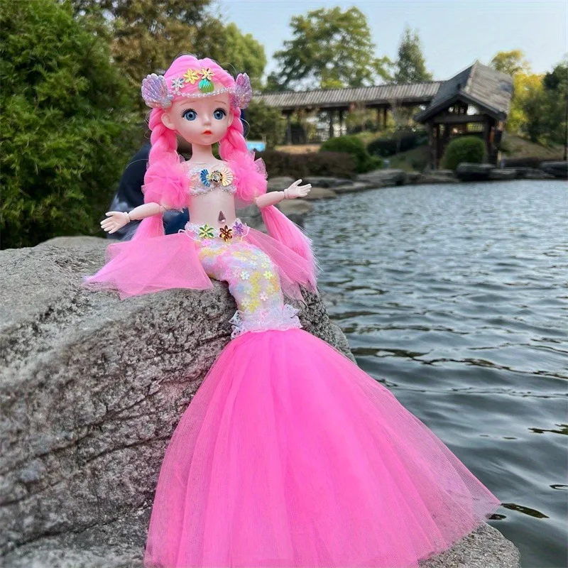 45cm/17.72inch Mermaid Doll Girl Toy Blue Eyed Children's Princess Doll Wedding Dress Doll,Christmas/Halloween/Thanksgiving Gift