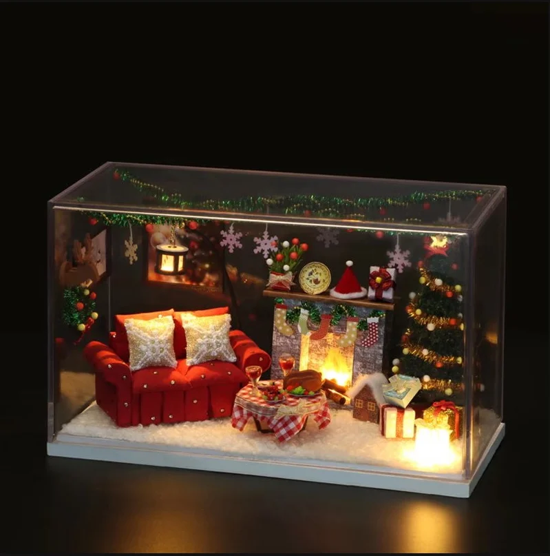 No Original Box Clearance DIY Wooden Doll Houses Miniature Building Kit Desert Store Casa Flower Villa Dollhouse Assembly Toys
