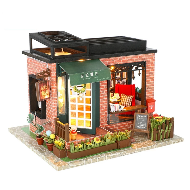 No Original Box Clearance DIY Wooden Doll Houses Miniature Building Kit Desert Store Casa Flower Villa Dollhouse Assembly Toys