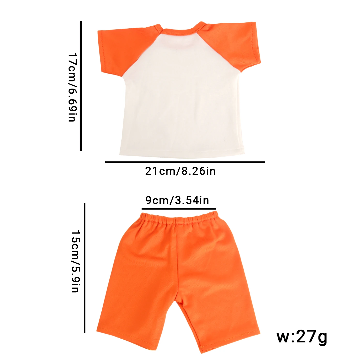 2 pcs Shirt+Shorts Doll Accessories Clothes Set Two-tone T-shirt Outfit Clothing For 43cm Baby New Born&18 Inch American Dolls