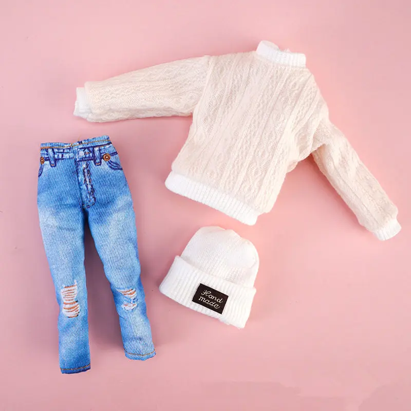 Doll's Clothing for 30cm Doll Fashionable Suit Wool Sweater Hat Pants Clothes Toy Accessories