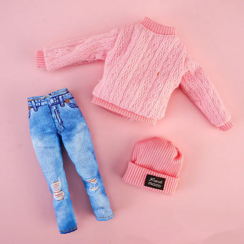 Doll's Clothing for 30cm Doll Fashionable Suit Wool Sweater Hat Pants Clothes Toy Accessories