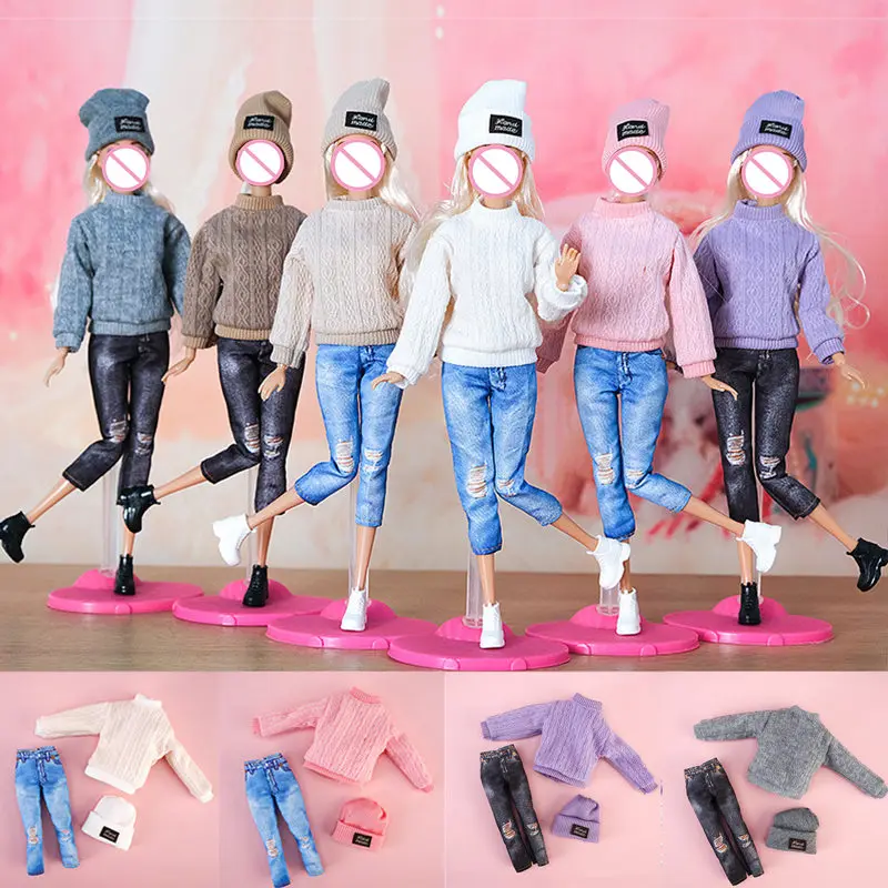 Doll's Clothing for 30cm Doll Fashionable Suit Wool Sweater Hat Pants Clothes Toy Accessories