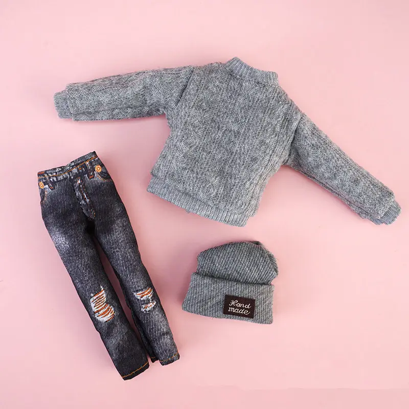 Doll's Clothing for 30cm Doll Fashionable Suit Wool Sweater Hat Pants Clothes Toy Accessories