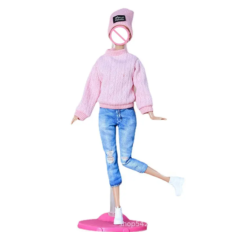 Doll's Clothing for 30cm Doll Fashionable Suit Wool Sweater Hat Pants Clothes Toy Accessories