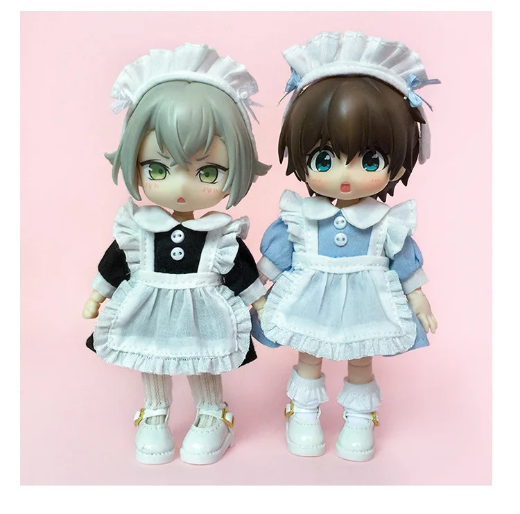 New Ob11 Bjd Dolls Dress Clothes With Apron Doll French Maid With Headwear For Ob11,Obitsu 11,Molly, Gsc,1/12 Bjd Doll