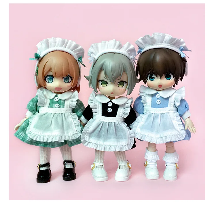 New Ob11 Bjd Dolls Dress Clothes With Apron Doll French Maid With Headwear For Ob11,Obitsu 11,Molly, Gsc,1/12 Bjd Doll