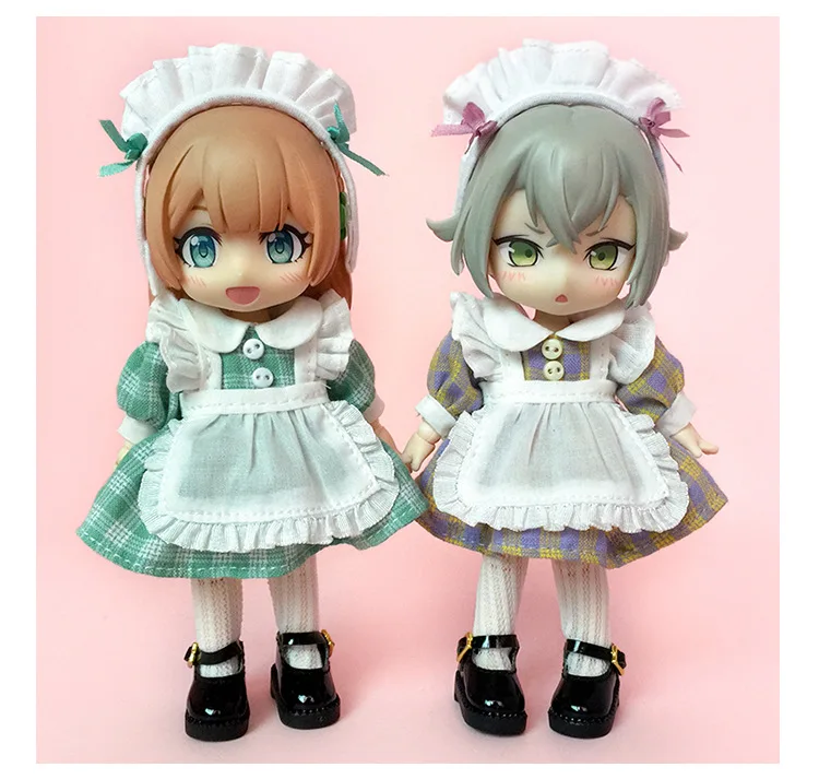 New Ob11 Bjd Dolls Dress Clothes With Apron Doll French Maid With Headwear For Ob11,Obitsu 11,Molly, Gsc,1/12 Bjd Doll