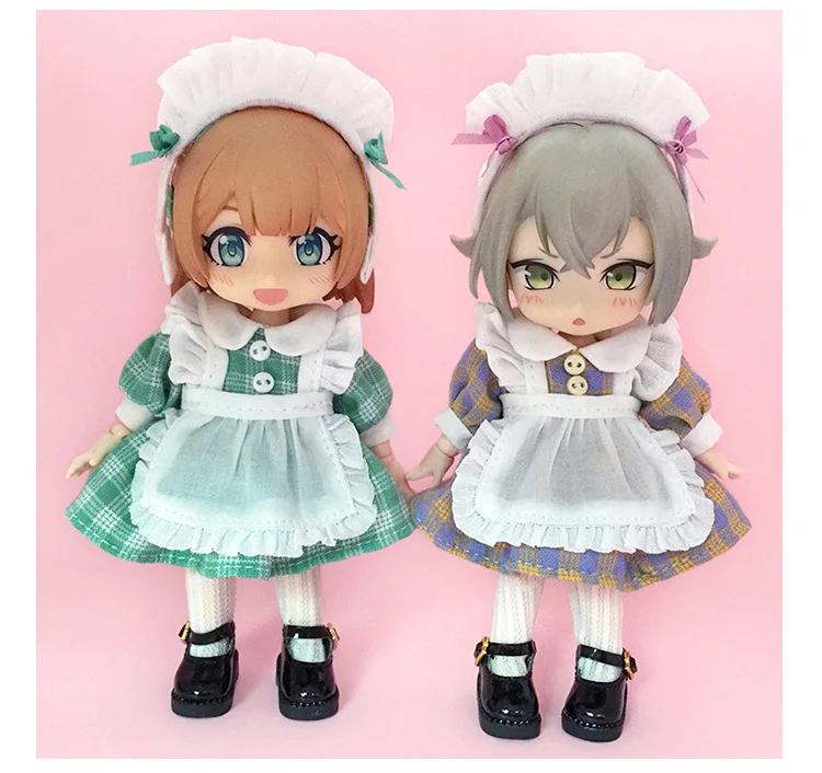 New Ob11 Bjd Dolls Dress Clothes With Apron Doll French Maid With Headwear For Ob11,Obitsu 11,Molly, Gsc,1/12 Bjd Doll