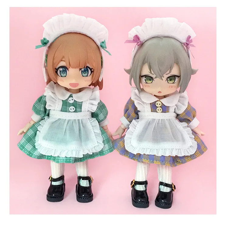 New Ob11 Bjd Dolls Dress Clothes With Apron Doll French Maid With Headwear For Ob11,Obitsu 11,Molly, Gsc,1/12 Bjd Doll