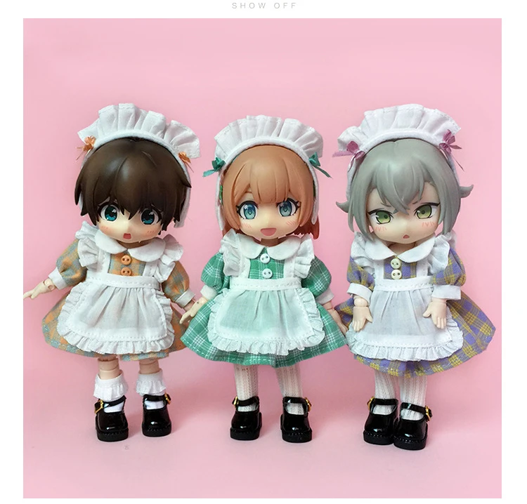 New Ob11 Bjd Dolls Dress Clothes With Apron Doll French Maid With Headwear For Ob11,Obitsu 11,Molly, Gsc,1/12 Bjd Doll