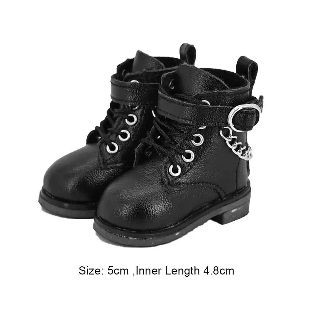 5CM Doll Wearing 1/6 Doll Boots 4 Colors Leather Shoes with Chain Decoration Differents Color PU Leather Play House Accessories