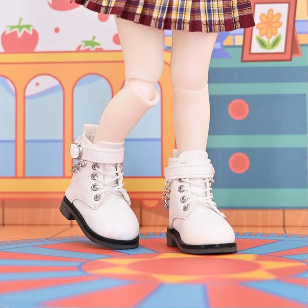 5CM Doll Wearing 1/6 Doll Boots 4 Colors Leather Shoes with Chain Decoration Differents Color PU Leather Play House Accessories