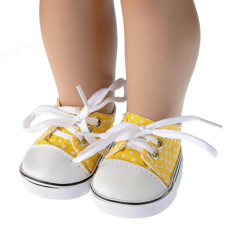 7cm Pu Leather Doll Shoes Canvas Shoes Sneakers Plush Slippers For 18 inch American&43cm Baby New Born Doll Accessories Toy