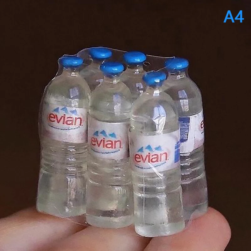 6Pcs/Set Mini Simulation Mineral Water Bottle Model Doll House Miniature Kids Gift Toys Home Decoration Accessories