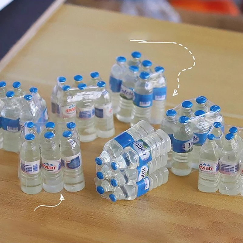 6Pcs/Set Mini Simulation Mineral Water Bottle Model Doll House Miniature Kids Gift Toys Home Decoration Accessories