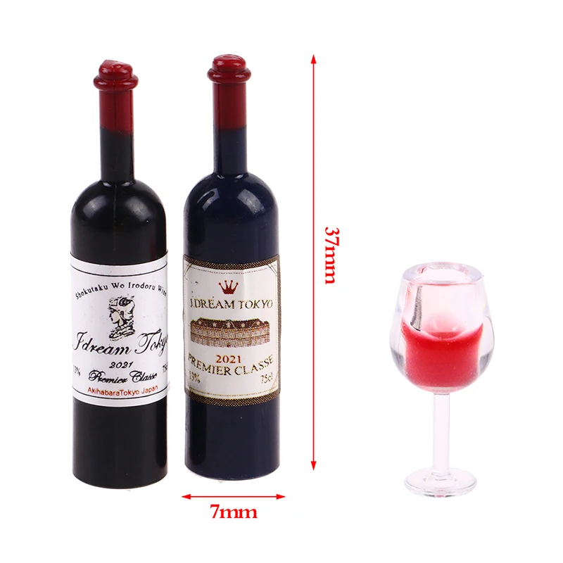 5Pcs 1:12 Dollhouse Miniature Wine Cup Beer Mug Wine Bottle Model Furniture House Decor Toy