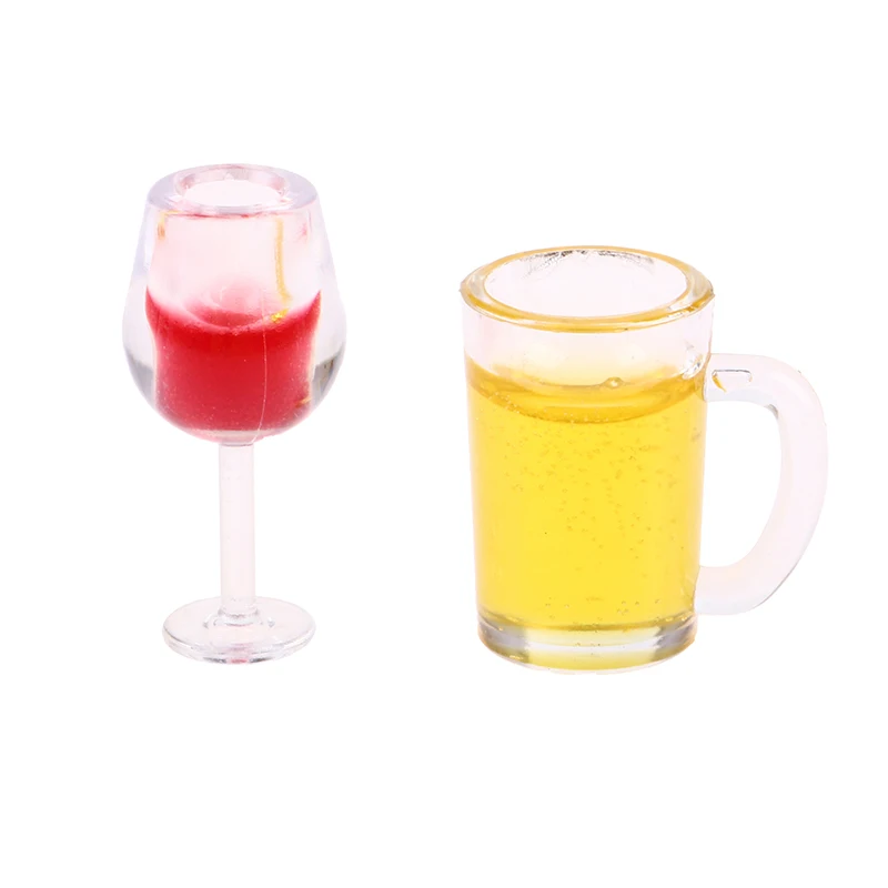 5Pcs 1:12 Dollhouse Miniature Wine Cup Beer Mug Wine Bottle Model Furniture House Decor Toy