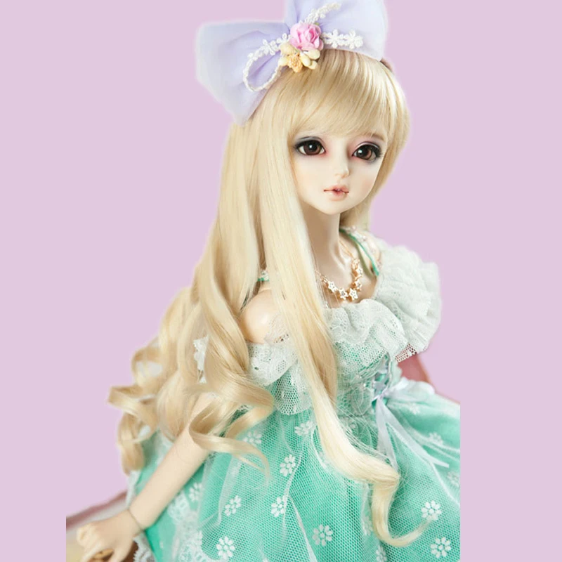 New 1/3 1/4 1/6 1/8 Bjd SD Wig Blonde Wavy Hair High Temperature Wire BJD Wig Bangs long curly hair For BJD Doll Many Colors