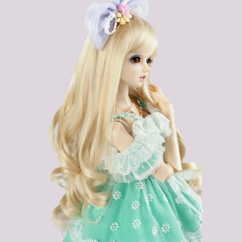 New 1/3 1/4 1/6 1/8 Bjd SD Wig Blonde Wavy Hair High Temperature Wire BJD Wig Bangs long curly hair For BJD Doll Many Colors