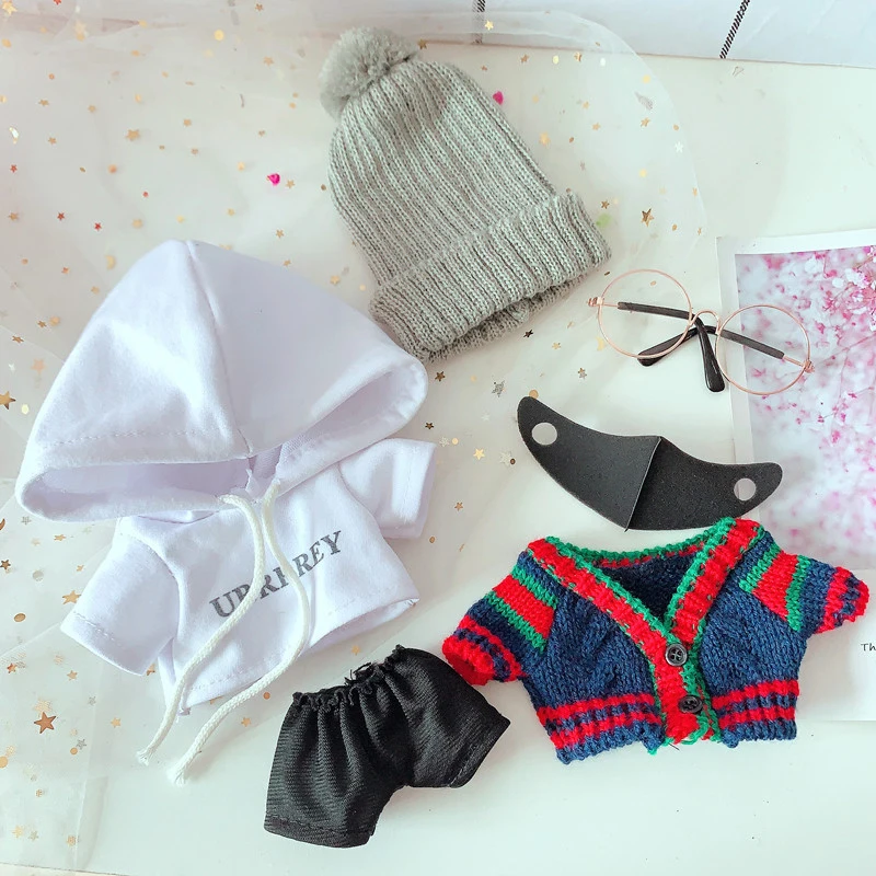 20cm Doll Clothes for Korea Kpop EXO Dolls Plush Star Doll's Clothing Sweater Stuffed Toy Outfit for Idol Dolls Accessories