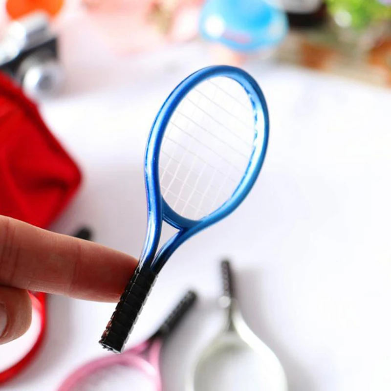 2Pcs/set 1:6 /1:12 Miniature Children Garden Mini Tennis Racket & Ball Gift Doll House Dollhouse Accessories