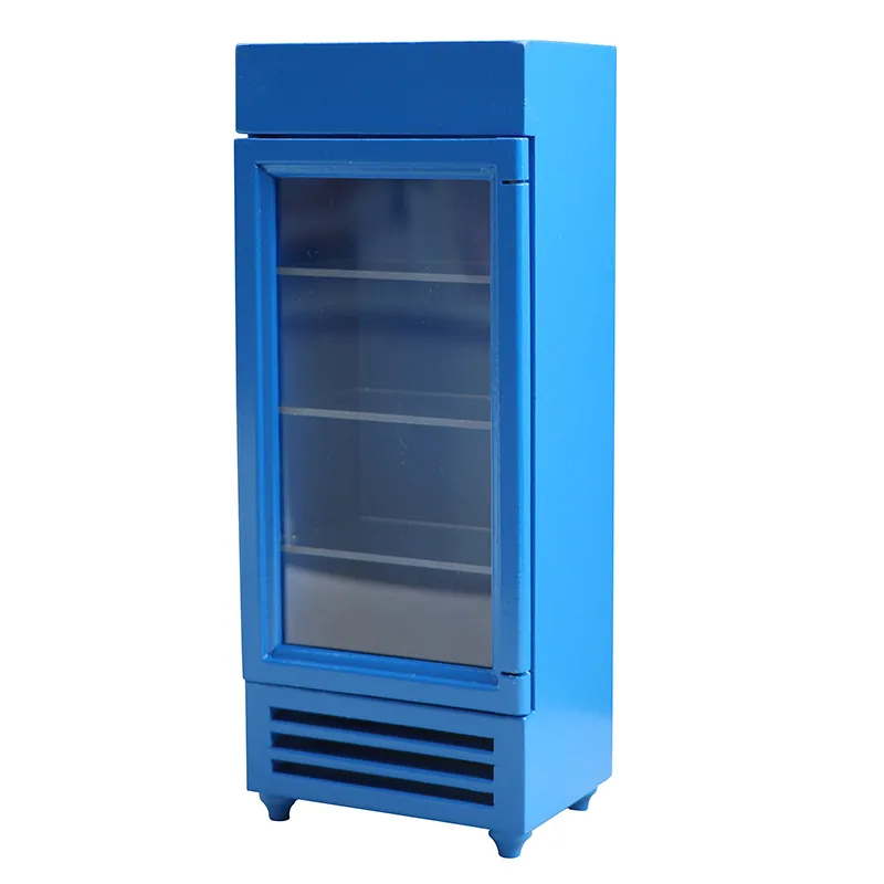 Doll house Mini Furniture Wooden Refrigerator Scene Beverage Color Freezer