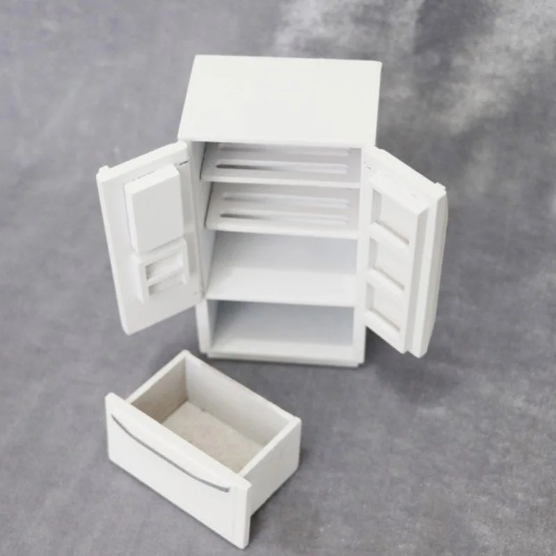 Doll house Mini Furniture Wooden Refrigerator Scene Beverage Color Freezer