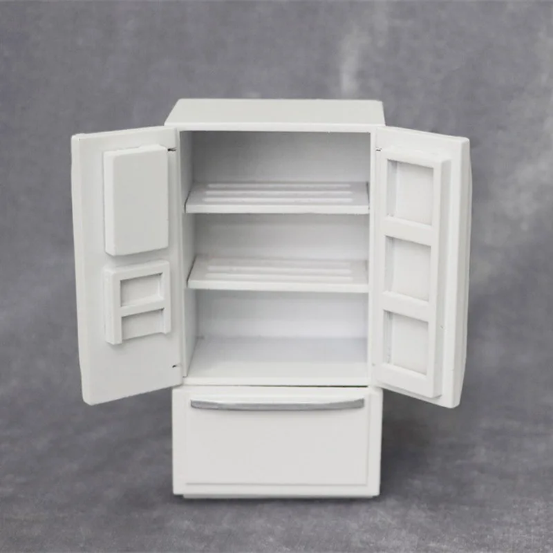 Doll house Mini Furniture Wooden Refrigerator Scene Beverage Color Freezer