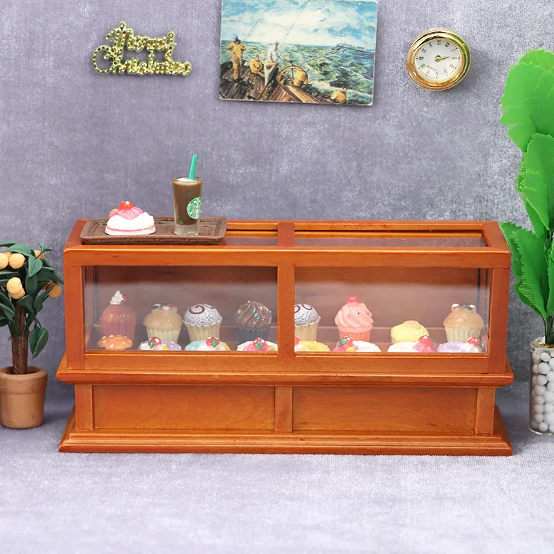 Doll house Mini Furniture Wooden Refrigerator Scene Beverage Color Freezer