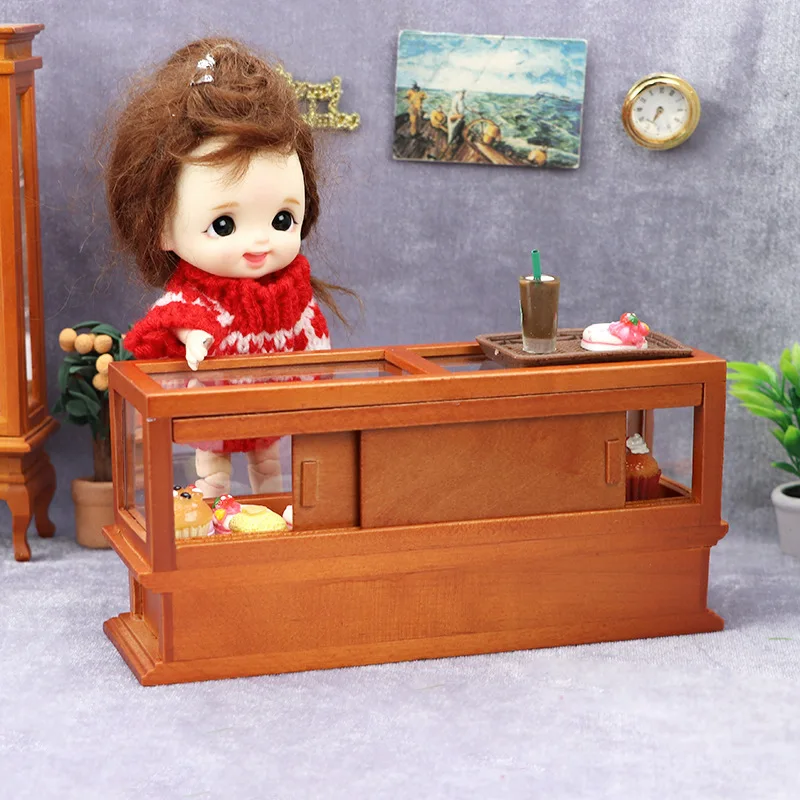 Doll house Mini Furniture Wooden Refrigerator Scene Beverage Color Freezer