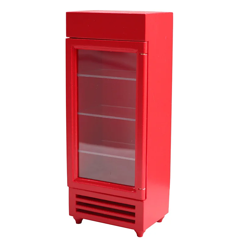 Doll house Mini Furniture Wooden Refrigerator Scene Beverage Color Freezer