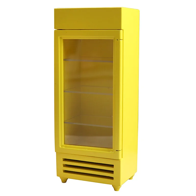 Doll house Mini Furniture Wooden Refrigerator Scene Beverage Color Freezer