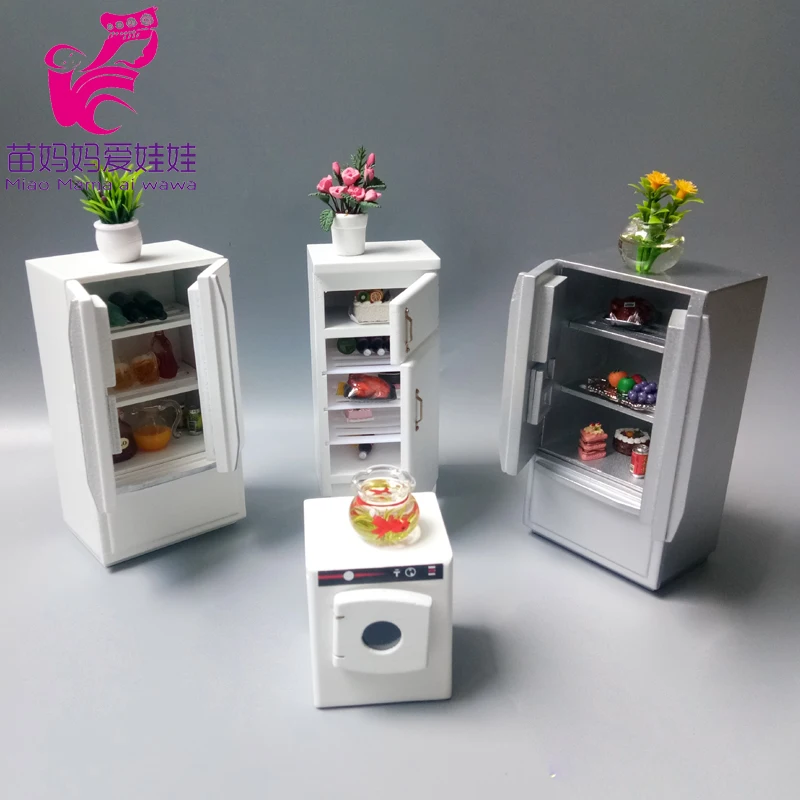 Doll house Mini Furniture Wooden Refrigerator Scene Beverage Color Freezer