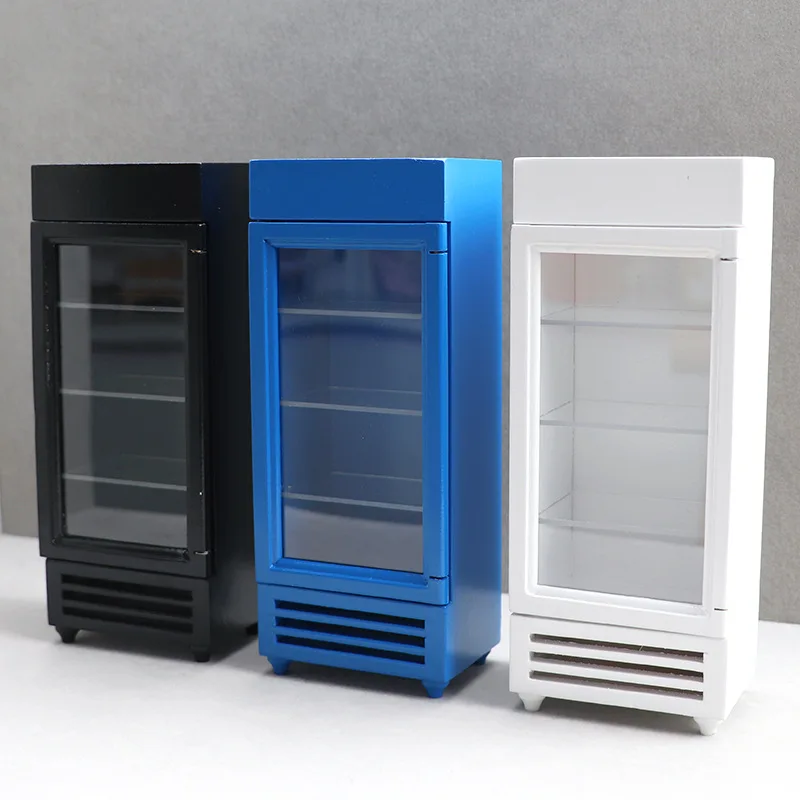 Doll house Mini Furniture Wooden Refrigerator Scene Beverage Color Freezer