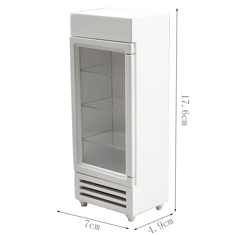 Doll house Mini Furniture Wooden Refrigerator Scene Beverage Color Freezer