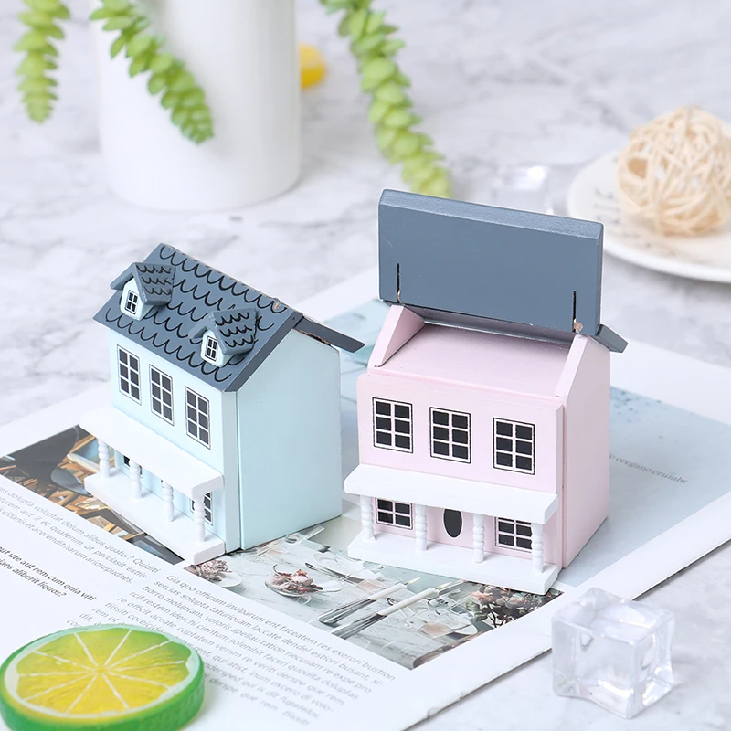 1:12 Dollhouse Miniature Wooden Little House Model Lovely Villa Doll House Decor