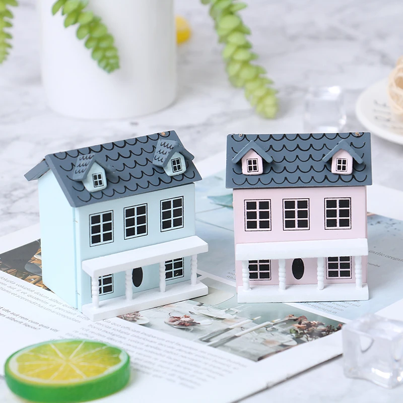 1:12 Dollhouse Miniature Wooden Little House Model Lovely Villa Doll House Decor