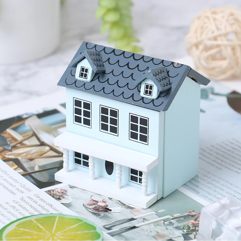 1:12 Dollhouse Miniature Wooden Little House Model Lovely Villa Doll House Decor