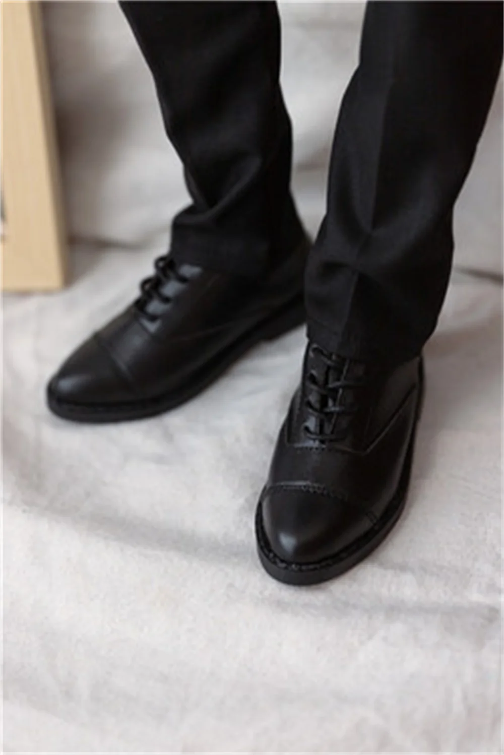 BJD Doll Shoes ID75 1/3 Boys Leather Black White Brown Handsome Three Color Pointy Toe Lace-up Shoes Work Doll Accessories