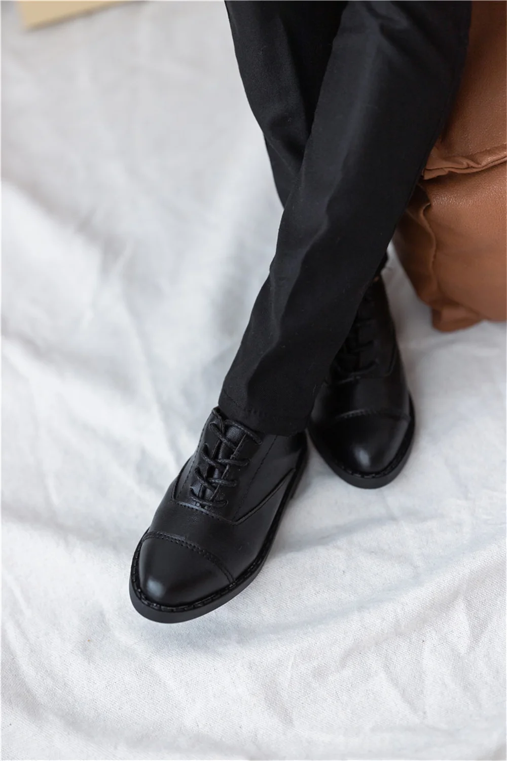 BJD Doll Shoes ID75 1/3 Boys Leather Black White Brown Handsome Three Color Pointy Toe Lace-up Shoes Work Doll Accessories
