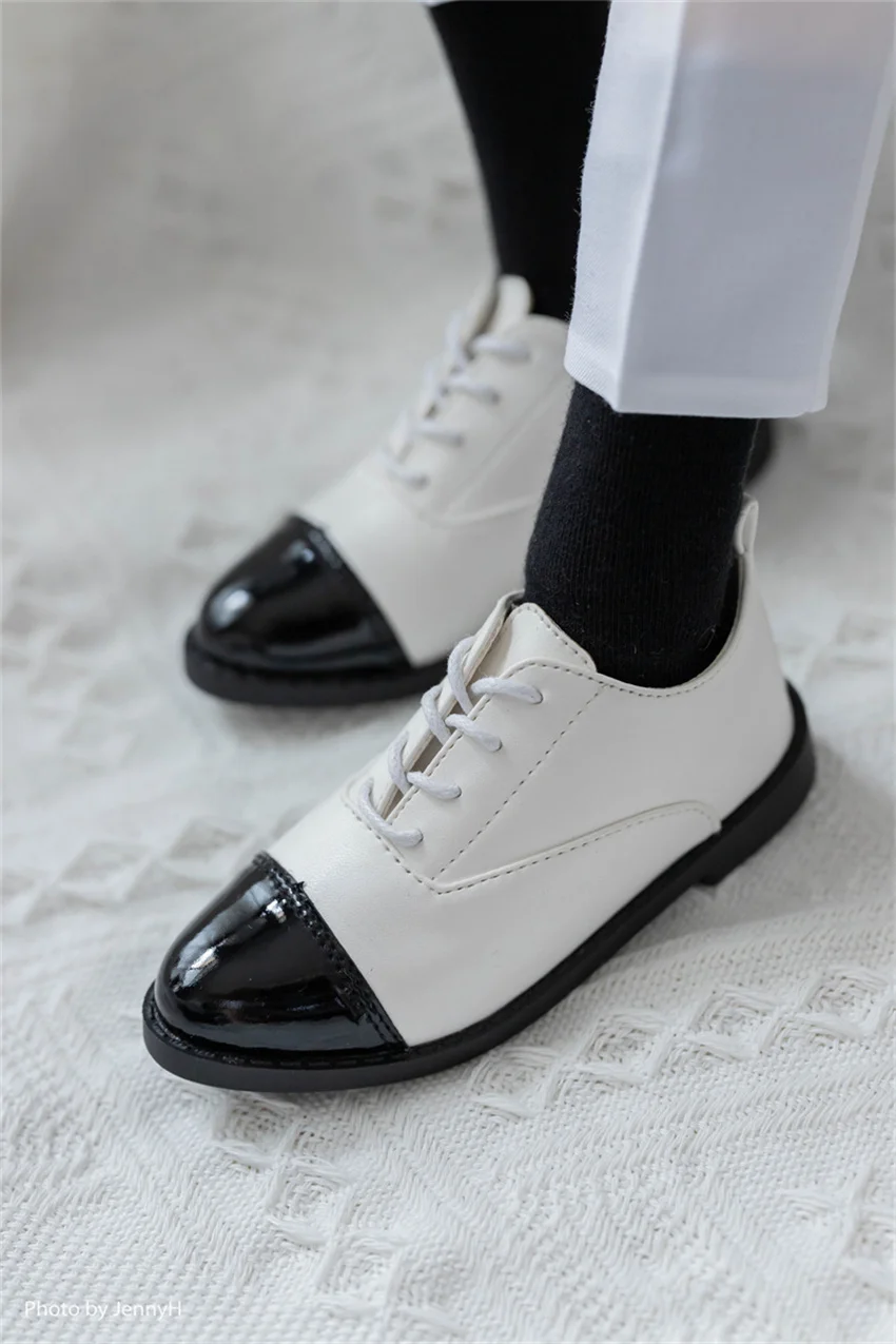 BJD Doll Shoes ID75 1/3 Boys Leather Black White Brown Handsome Three Color Pointy Toe Lace-up Shoes Work Doll Accessories